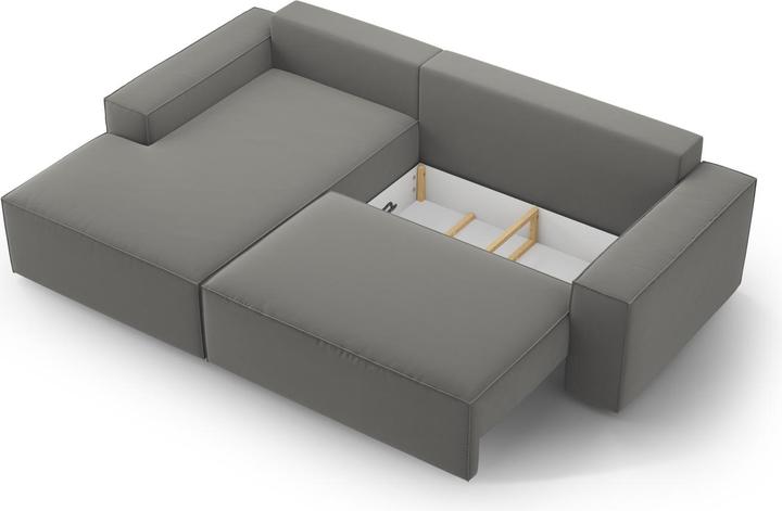 Immagine prodotto Micadoni Divano angolare sinistro in velluto con funzione letto e box, "Jodie", 3 posti (Divano ad angolo)