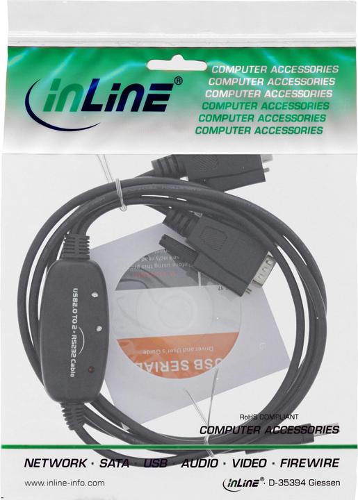 Actual product image InLine USB 2.0 to 2x Serial Adapter Cable male A to 2x 9pin SubD ST (1.50 m, VGA)