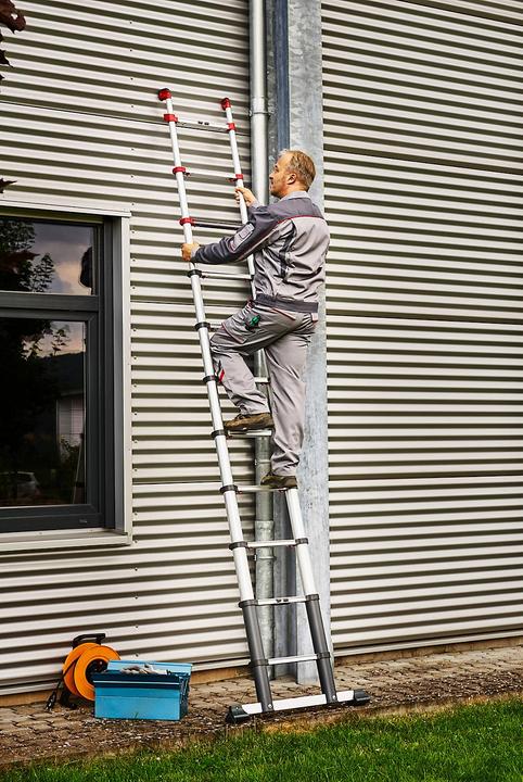 Immagine prodotto Hailo FlexLine, scala telescopica di sicurezza in alluminio, 9 pioli (Scala singola, 264 cm)
