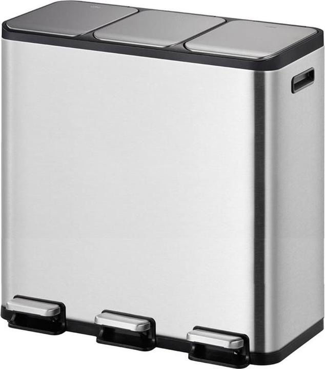 EKO Waste separation system Essential splitted pedal bin 3 x 15 L made of brushed stainless steel (45 l)