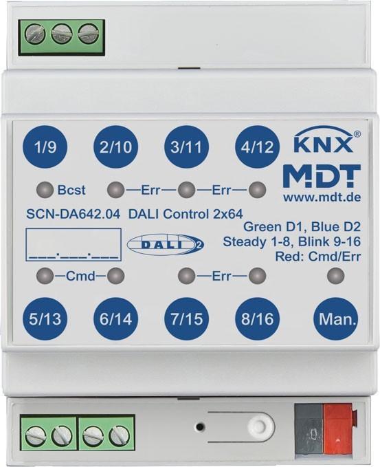 Actual product image MDT SCN-DA642.04 DALI Control 2x64 Gateway, 4TE, REG (SCN-DA642.04)