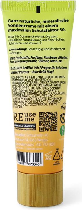 Image du produit ReUseMe LOVE SUN crème solaire SPF 50 naturelle sans parfum sans nano crème (Crème solaire, SPF 50, 30 ml)