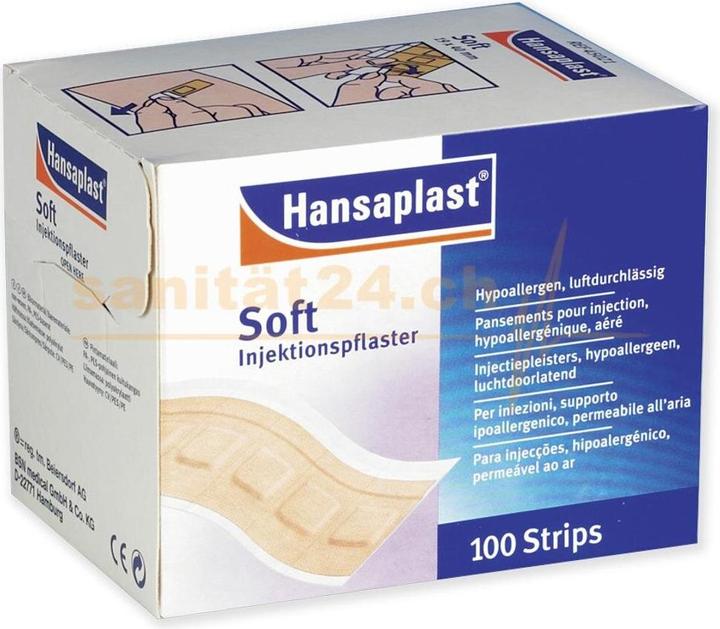 Produktbild Hansaplast Soft Injektionspflaster 1,9 cm x 4 cm für empfindliche Haut, 100 St. Pflaster (100 x)
