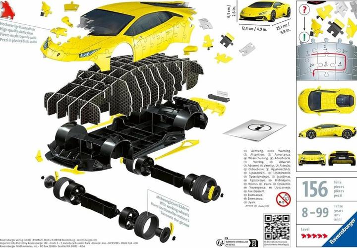 Actual product image Ravensburger Lamborghini Huracán EVO - Giallo (156 pieces)