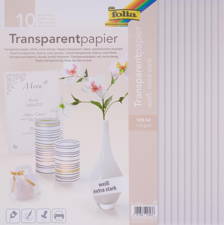 Immagine prodotto Folia Carta trasparente extra forte bianca (115 g/m², A4, 10 x)