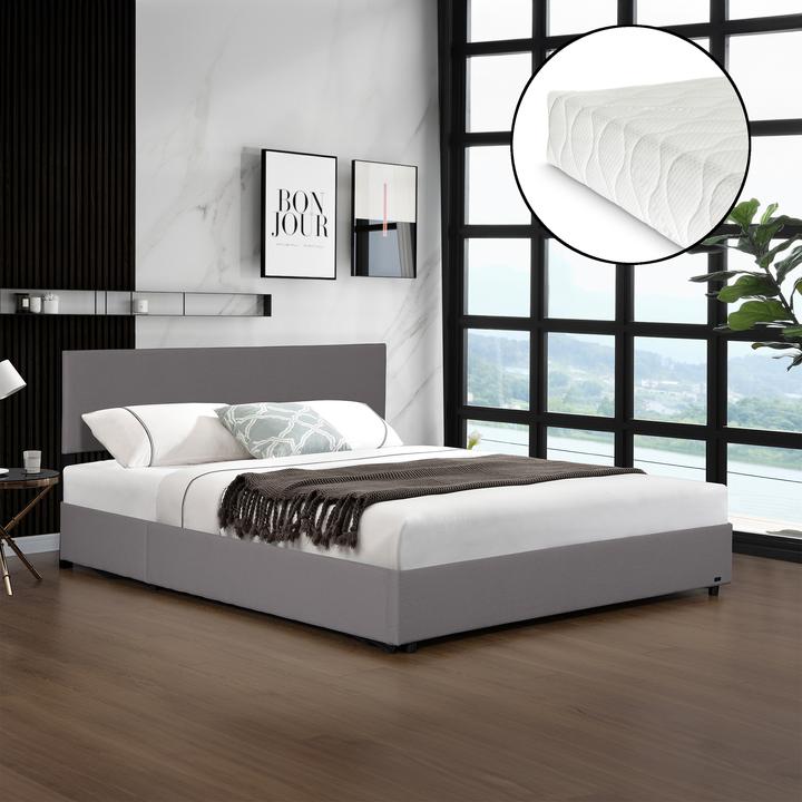 Produktbild Corium Polsterbett Juva mit Matratze und Bettkasten 180x200 cm Grau (180 x 200 cm)