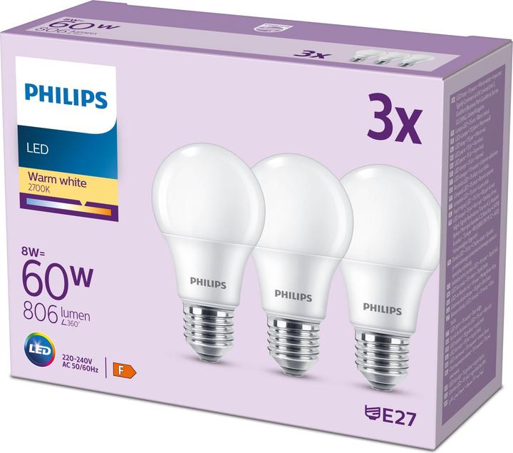 Image du produit Philips Lampe à Led (E27, 8 W, 806 lm, 3 x, F)