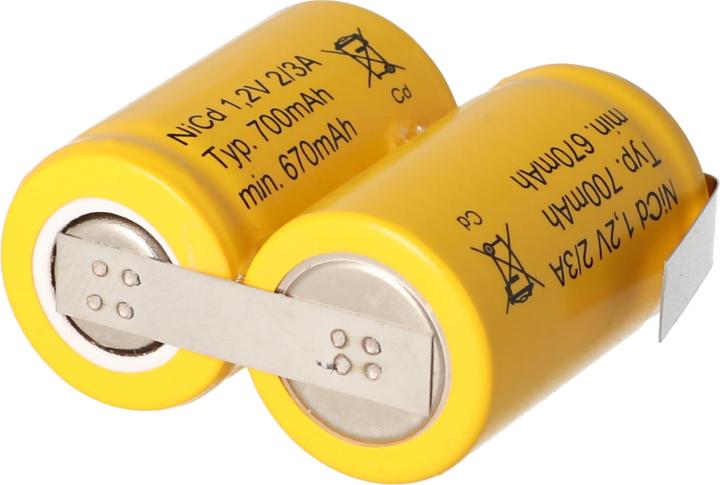 Image du produit AccuCell Accu 2/KR-600AE 2/3 A Cadnica avec cosse à souder en forme de U (1 pcs, 600 mAh, Chargeurs sans batterie)