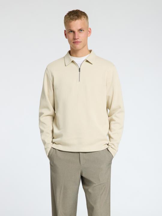 Produktbild Selected Homme Geripptes Half-Zip Langarm-Poloshirt (S)