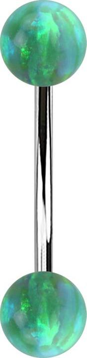 Produktbild Star Piercing Micro Banane silber mit zwei Kugeln Opal grün (ohne Messing, Chirurgenstahl 316L)