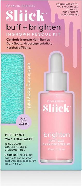 Salon Perfect Sliick Set Buff + Brighten Ingrown Rescue Kit Exfoliating Body Mitt Body Scrub Glove + Pre Post Wax (Haarpflege set)