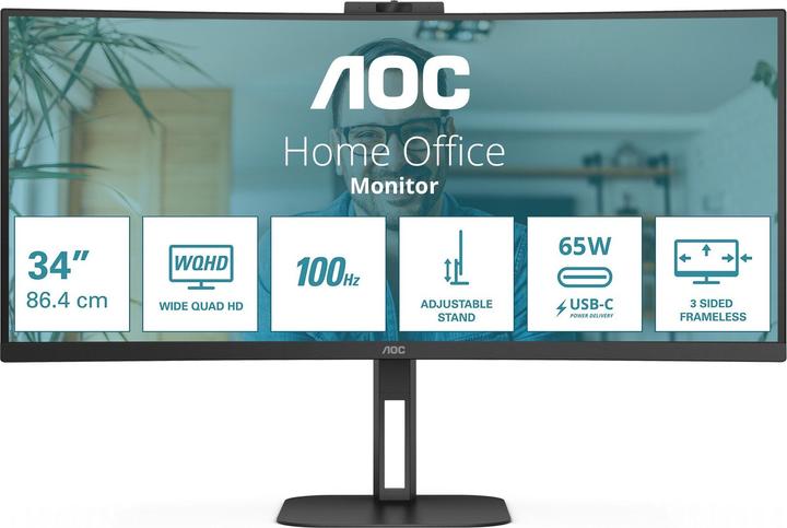 Produktbild AOC CU34V5C/BK (3440 x 1440 Pixel, 34")