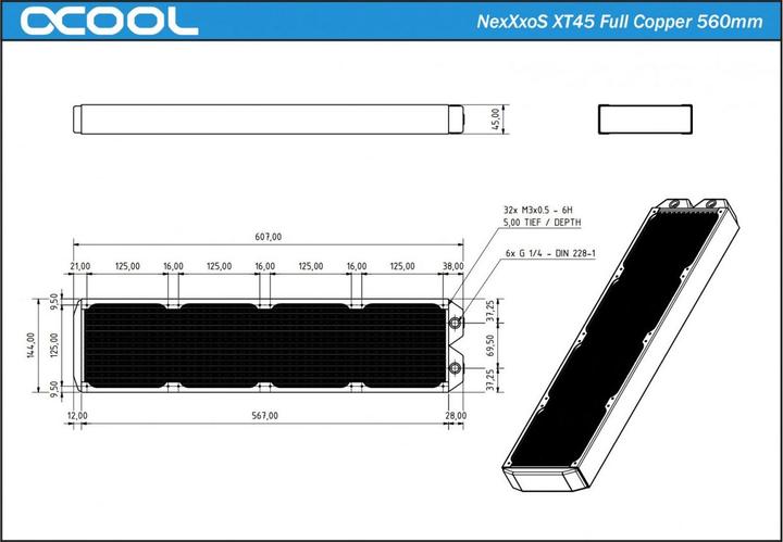 Produktbild Alphacool NexXxoS XT45 Full Copper 560mm (140 mm)