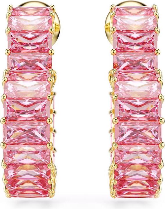 Produktbild Swarovski Matrix Kreolen Baguette Schliff Herz Klein Rosa Gold (Swarovski Metall)