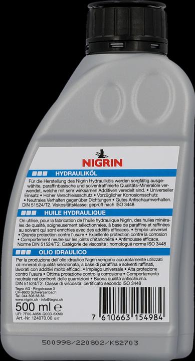 Actual product image Nigrin Hydraulic oil HLP ISO 32 (500 ml)