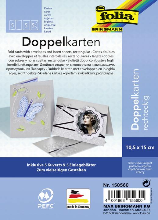 Produktbild Folia Doppelkarten rechteckig 220 g/m2 (5 Stk.)