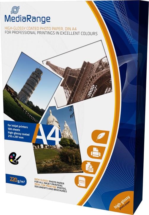 Produktbild MediaRange Hochglänzend (220 g/m², A4, 100 x)