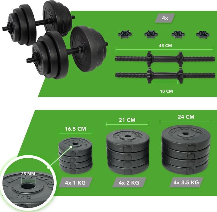 Produktbild Tunturi Vinyl Kurzhantelset (4 x 3.5 kg, 4 x 2 kg, 4 x 1 kg)