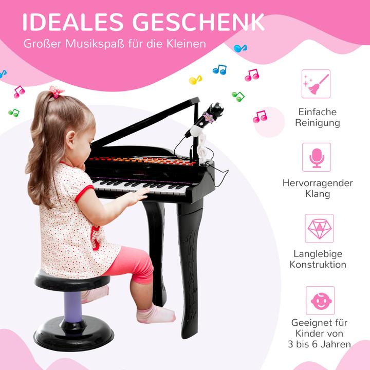 Immagine prodotto Homcom Pianoforte per bambini con microfono (Inglese, Tedesco)