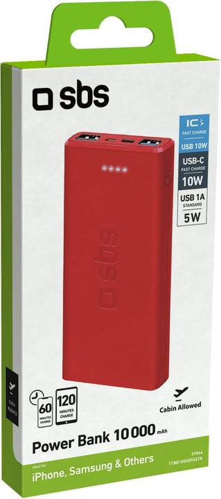 Immagine prodotto SBS carica rapida con 10.000 mAh e 2 USB (10000 mAh, 10 W, 37 Wh)