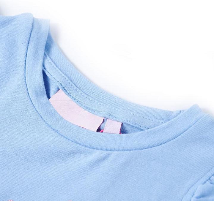 Actual product image VidaXL Children's T-shirt with ruffled sleeves light blue 128,Material (128)