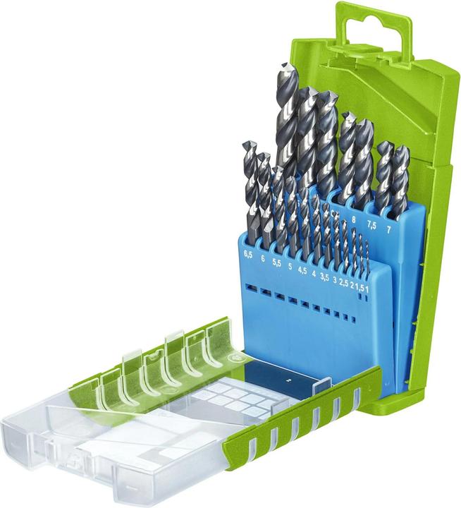 kwb Jeu de forets HSS HI-NOX 19 pièces (6 mm, 1 mm, 6,5 mm, 5,5 mm, 10 mm, 1,5 mm, 7 mm, 3 mm, 5 mm, 8,5 mm, 8 mm, 2,5 mm, 9 mm, 3,5 mm, 4,5 mm, 2 mm, 7,5 mm, 9,5 mm, 4 mm)