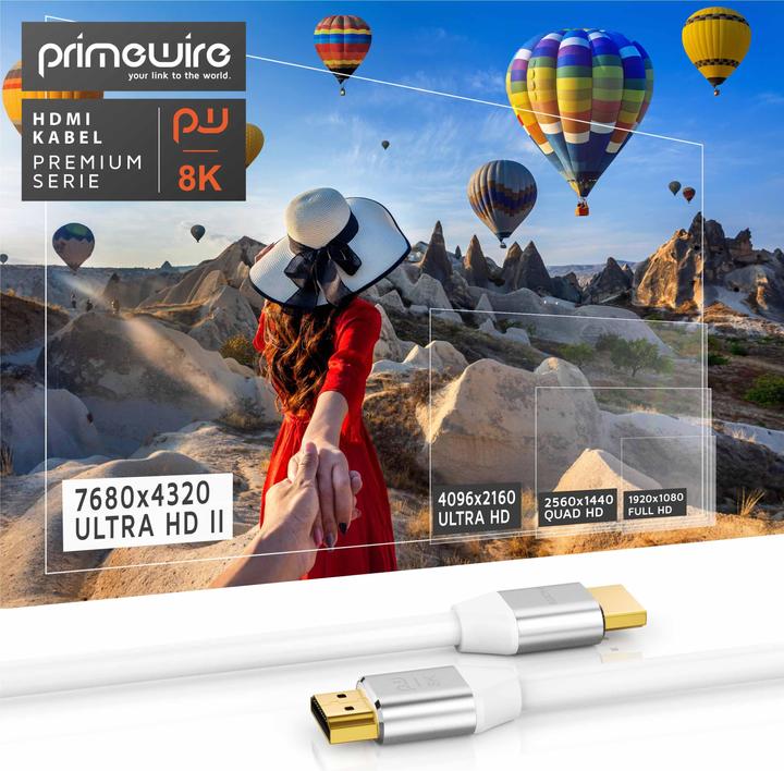 Actual product image Primewire HDMI Cable 2.1, 8K 60 Hz, Premium Ultra HD, High Speed 7680 x 4320 @ 120 Hz - 4k @ 240 Hz with DSC (2 m, HDMI)