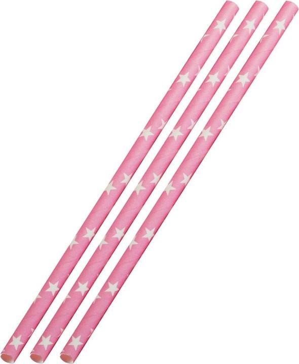 Westmark 50 Papier-Trinkhalme, rosa mit weissen Sternen, 19,7 cm,50sb (50 x)