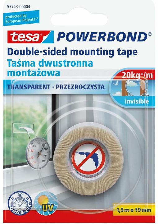Produktbild tesa Double Sided Tape Transparent 1,5mx19mm (95 mm)