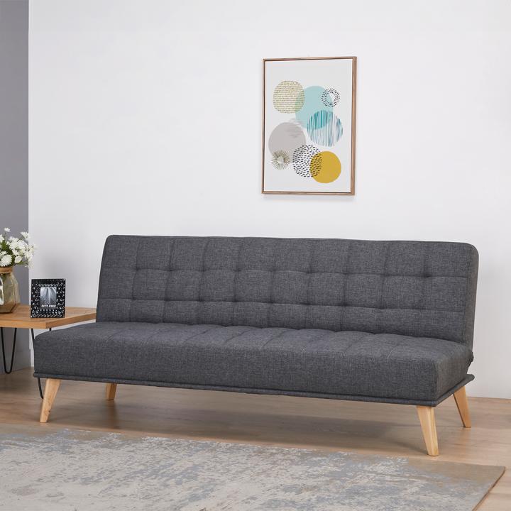 Produktbild En.Casa Schlafsofa Pukkila 180x86x81 cm Textil Dunkelgrau (3-Sitzer)