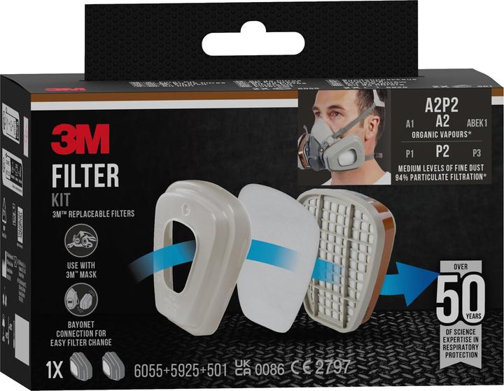Produktbild 3M Ersatzfilter für Atemschutz Halbmaske 6002C (A2P2, 2 x)