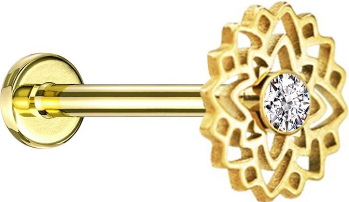 Star Piercing Flared Tunnel schwarz Totenkopf mit Schlange links (ohne Messing, Chirurgenstahl 316L)
