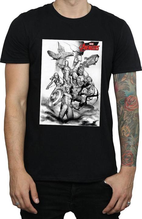 Actual product image Mens Avengers Assemble Team Sketch T-Shirt (XL)