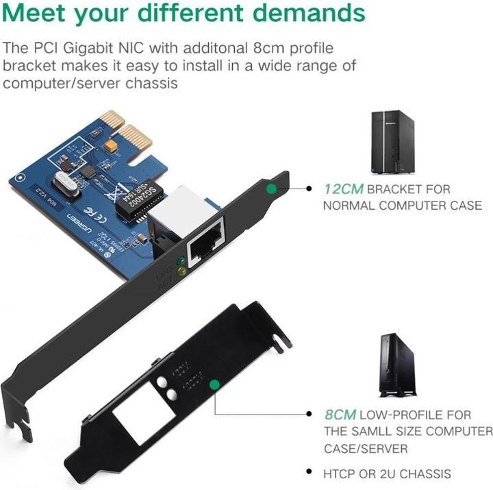 Produktbild Ugreen Adapter sieciowy PCI Express US230, Gigabit 10/100/1000Mbps (Mini PCI Express)