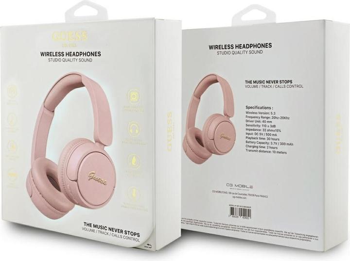 Actual product image Guess Headphones Bluetooth 5.3 Metal Logo Script pink (30 h, Wireless)