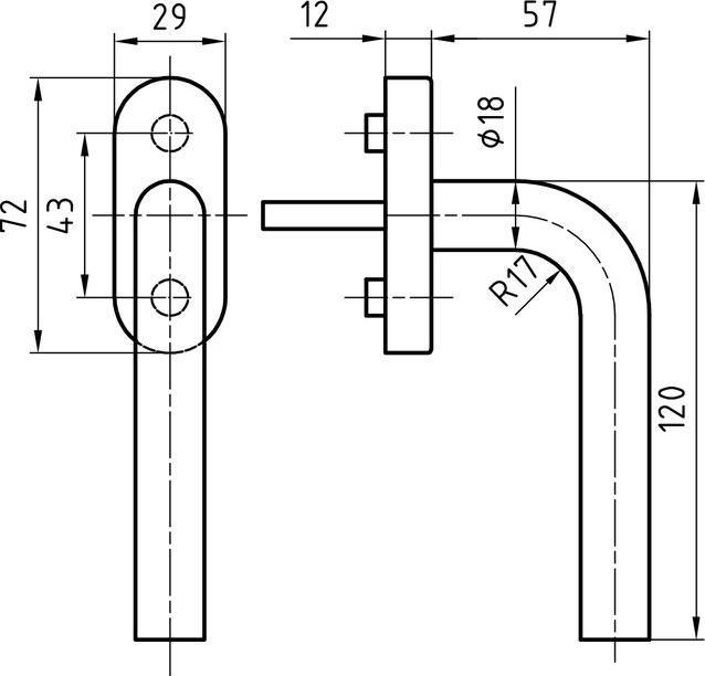 Produktbild Glutz Fenstergriff Pr. Bern 5070/5616CF Ø18mm 120x69mm