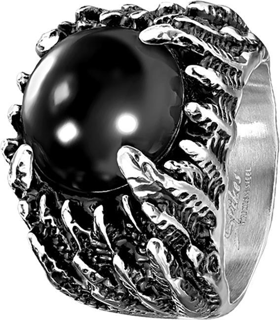 Produktbild Star Piercing Ring silber schwarzer Stein in Klauen (69, Stahl)
