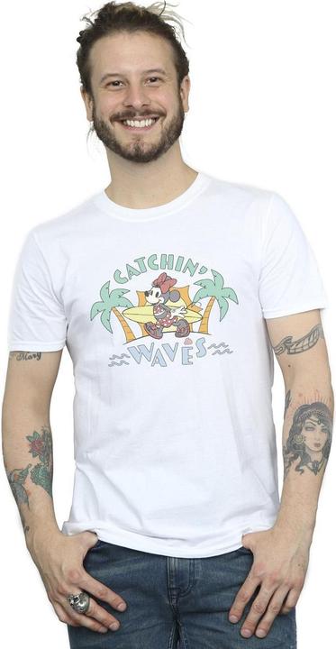 Actual product image Disney Mens Minnie Mouse Catchin Waves T-Shirt (3XL)