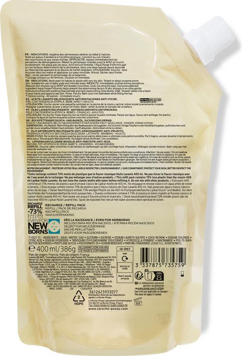 Produktbild La Roche Posay Lipikar Rückfettendes Dusch- und Badeöl AP+ für juckende, trockene und empfindliche Haut (400 ml)