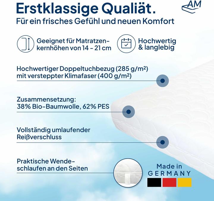 Produktbild AM Qualitätsmatratzen Matratzenbezug Organic Cotton (200 x 100 cm)