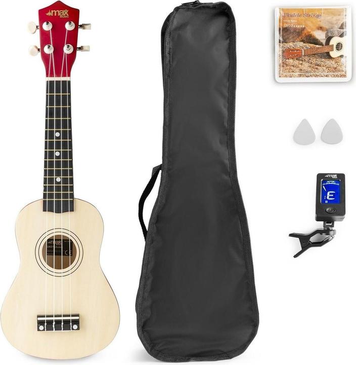 Max Ukulele UKEY Set Soprano Natural 21 Zoll (Konzert, Soprano)