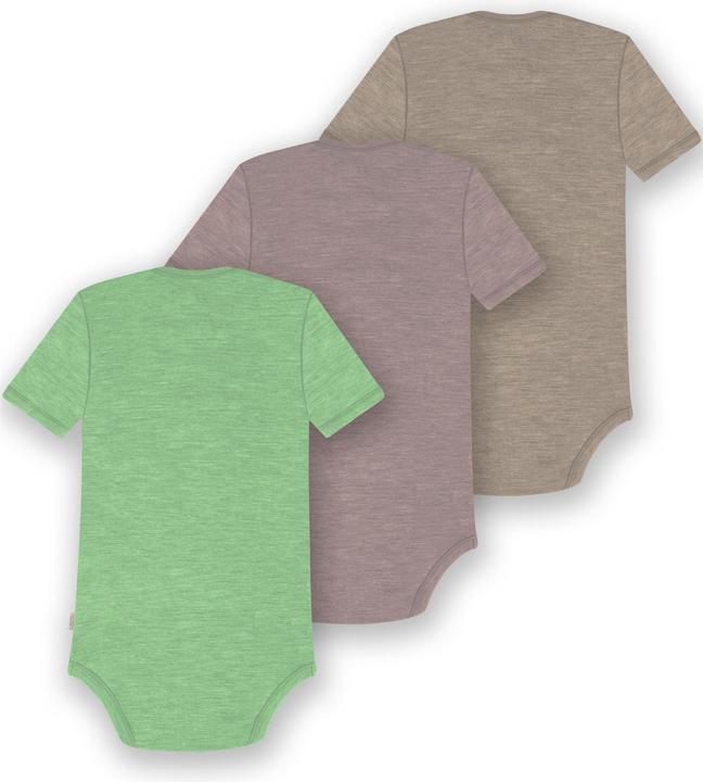 Actual product image Normani Set of 3 baby merino bodysuit short sleeves "Tauranga" - 9299 (80)