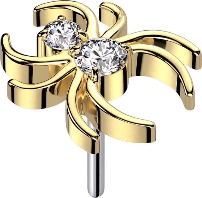 Immagine prodotto Star Piercing Ragno Threadless Placcato oro Cristalli Argento (Titanio G23, senza ottone)