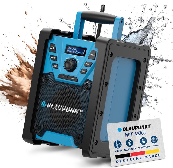 Produktbild Blaupunkt Baustellenradio mit DAB+ und Akku | BSR 300 (DAB+, UKW, Bluetooth)
