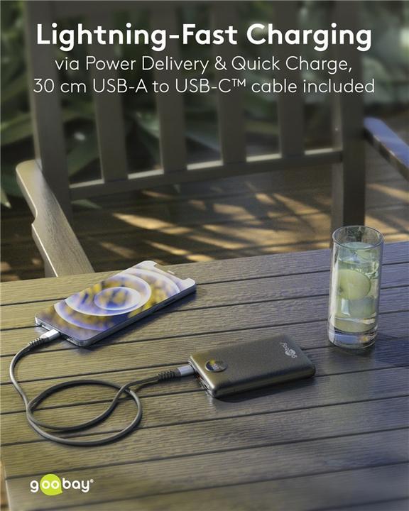 Produktbild Goobay Powerbank Kompakt 10.000 mAh (10000 mAh, 22.50 W, 38.50 Wh)