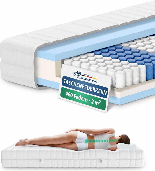 Produktbild AM Qualitätsmatratzen Orthopädischer 7-Zonen Taschenfederkern (140 x 180 cm, Federkern)