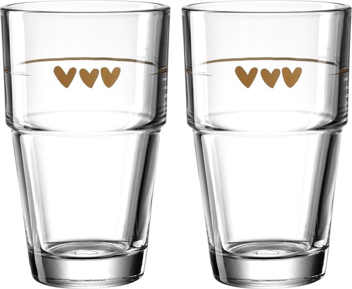 Actual product image Leonardo Latte Macchiato Glass Napoli Heart 410 ml, Transparent (410 ml, 2 x)