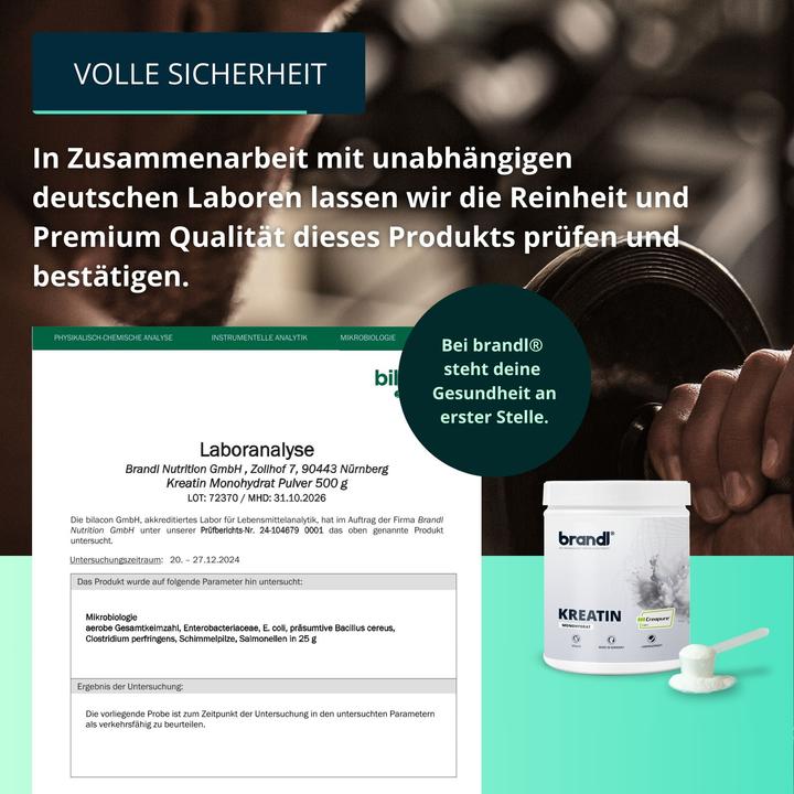 Produktbild Brandl Kreatin CREAPURE Creatin Monohydrat Pulver (1 Stück, Pulver, 500 g)