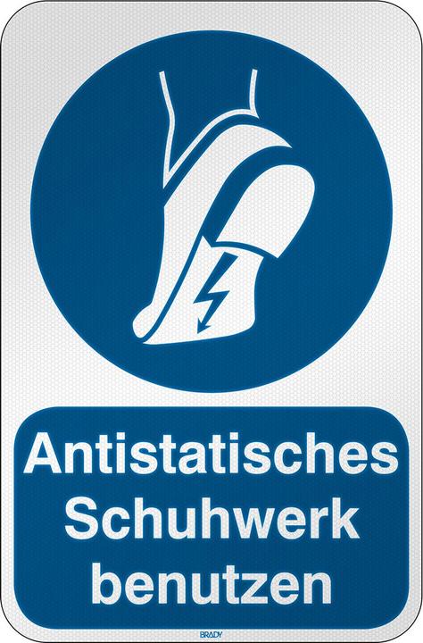 Image du produit Brady M/M032/DE315/RFL-390X590-1, ISO Étiquetage de sécurité - Utiliser des chaussures antistatiques