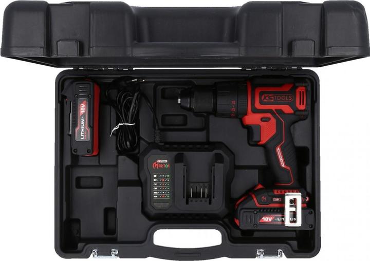 Produktbild KS Tools eMONSTER Brushless-Akku-Schlag-Bohr-Schrauber-Satz, 4-tlg | 18 Volt, 2 Akkus und Ladegerät (Akkubetrieb)